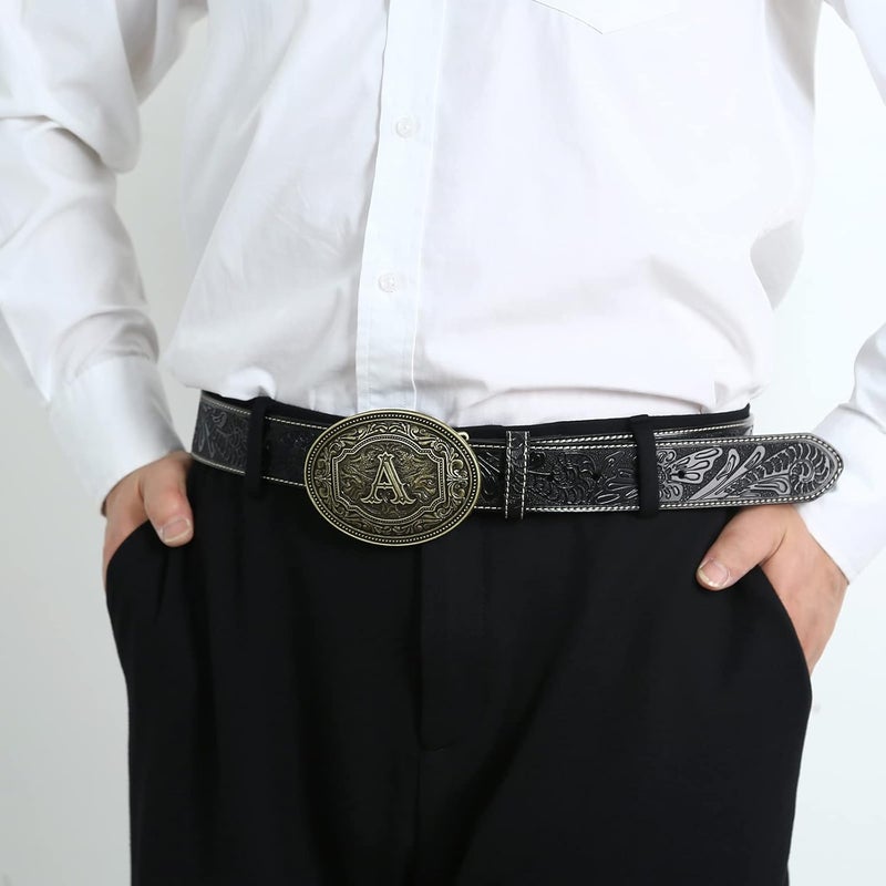 Fibbadet Store Belt Buckles Men Initial Letters A-Z Western Rodeo Cowboy Cowgirl Belt Buckle for Men Boys Halloween Birthday Party - Image 4